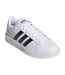 Baskets Motif/style À Rayures Grand Court Femme Blanc Noir Adidas-1