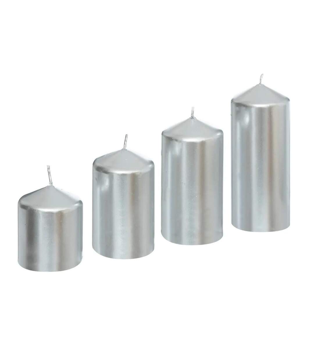 Lot de 4 bougies de l'Avent Satin 12cm Argent-1