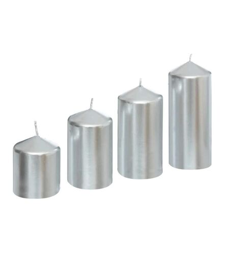 Lot de 4 bougies de l'Avent Satin 12cm Argent