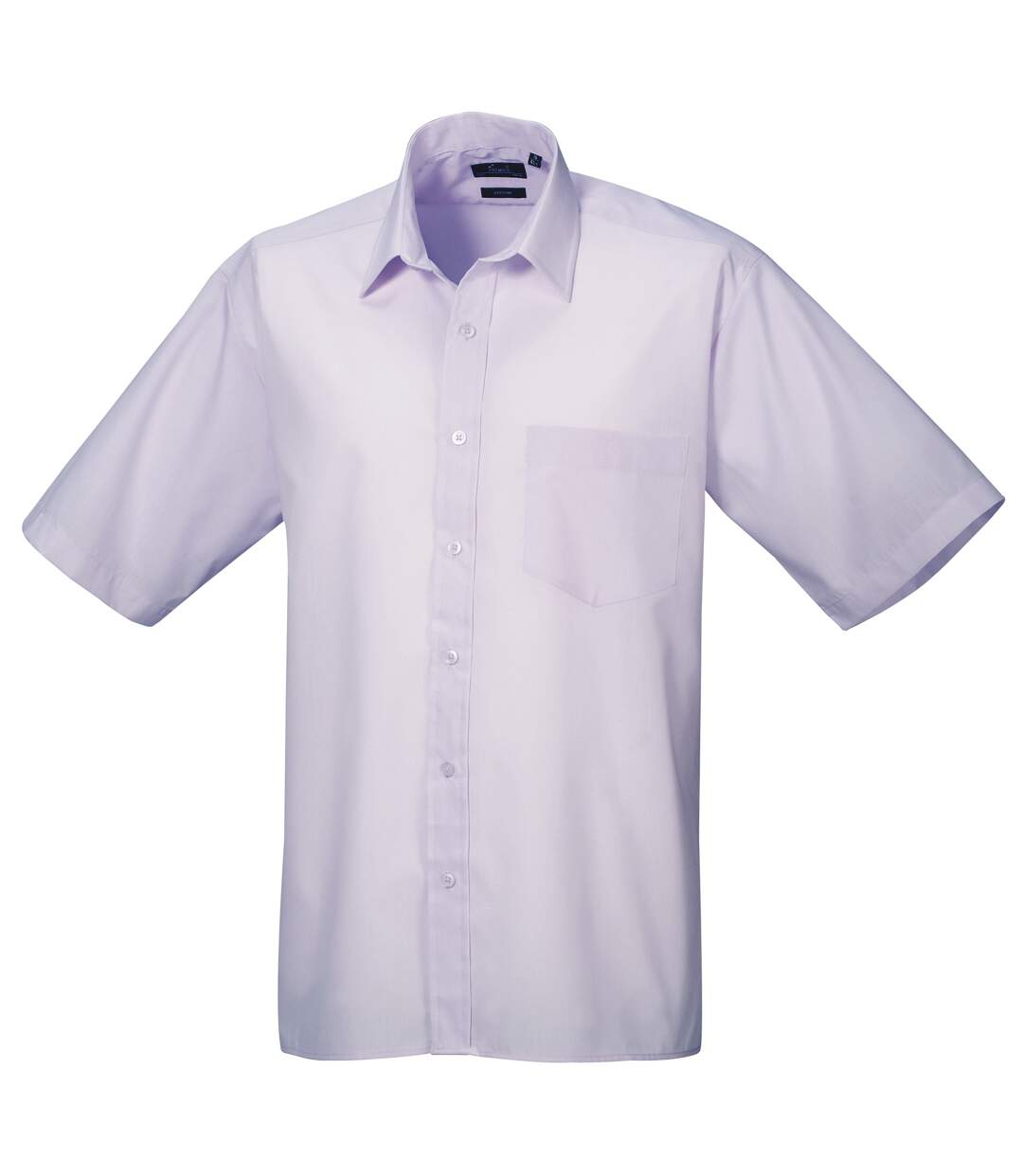 Mens short sleeve formal poplin plain work shirt lilac Premier