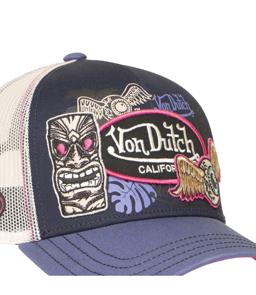 Casquette trucker avec filet et devant imprimé avec écussons Patches Vondutch-3