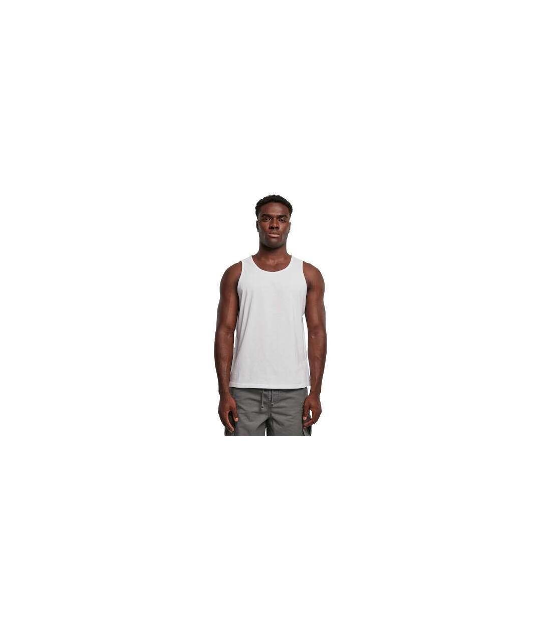 Mens Basic Tank Top Blanc Build Your Brand-2