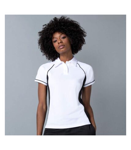 Finden & Hales Womens Coolplus Piped Sports Polo Shirt (White/Black/Black)
