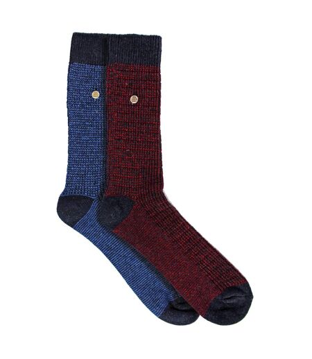 2 Pack Men's Casual Ribbed Cotton Dress Socks | Midweight Square Knit Socks
