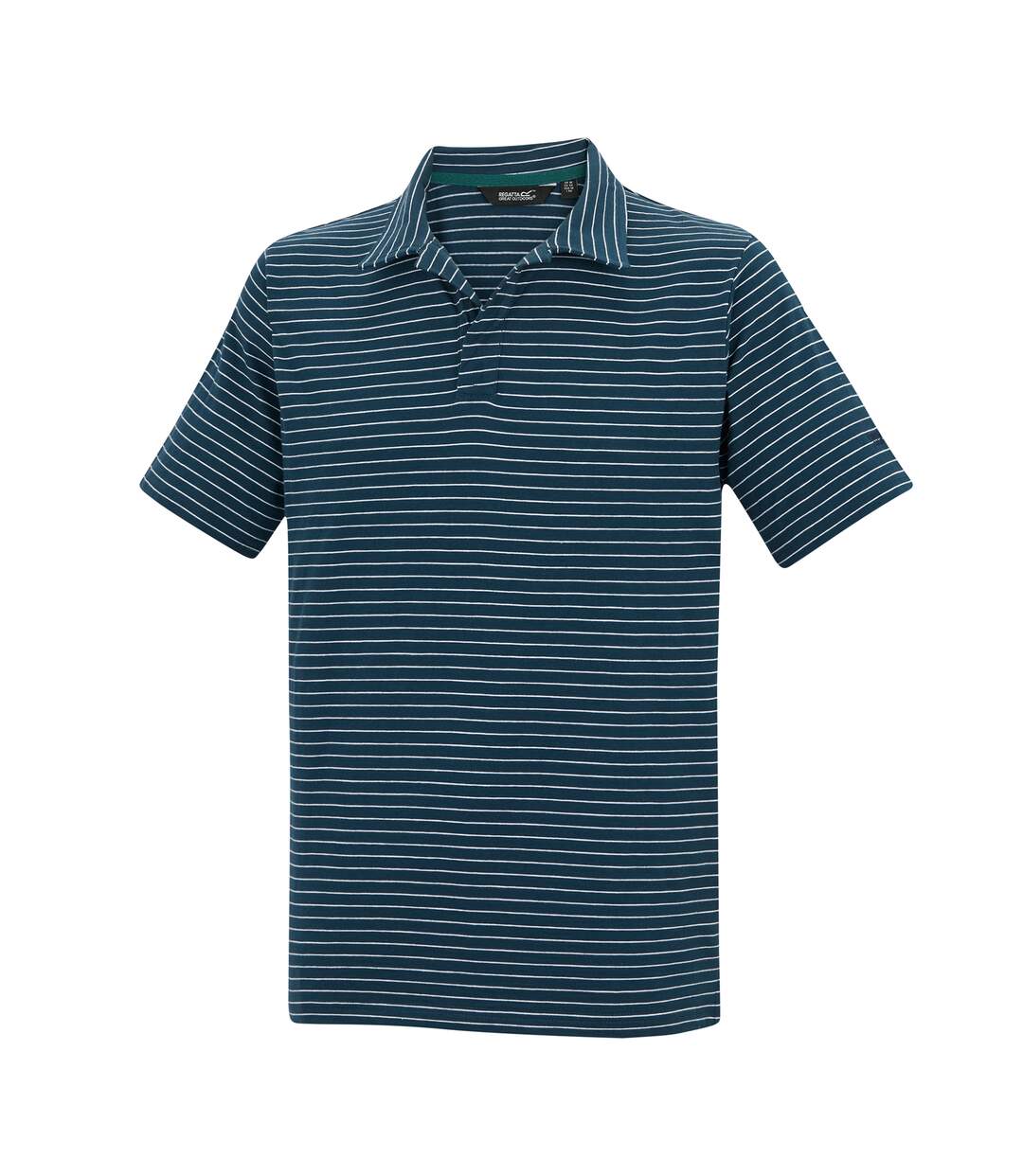 Mens Hadvo Stripe Polo Shirt Moonlight Denim White Regatta-4