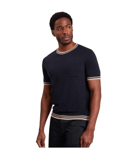 Mens Tipped Merino Wool Pocket Regular T-shirt Navy Ted Baker