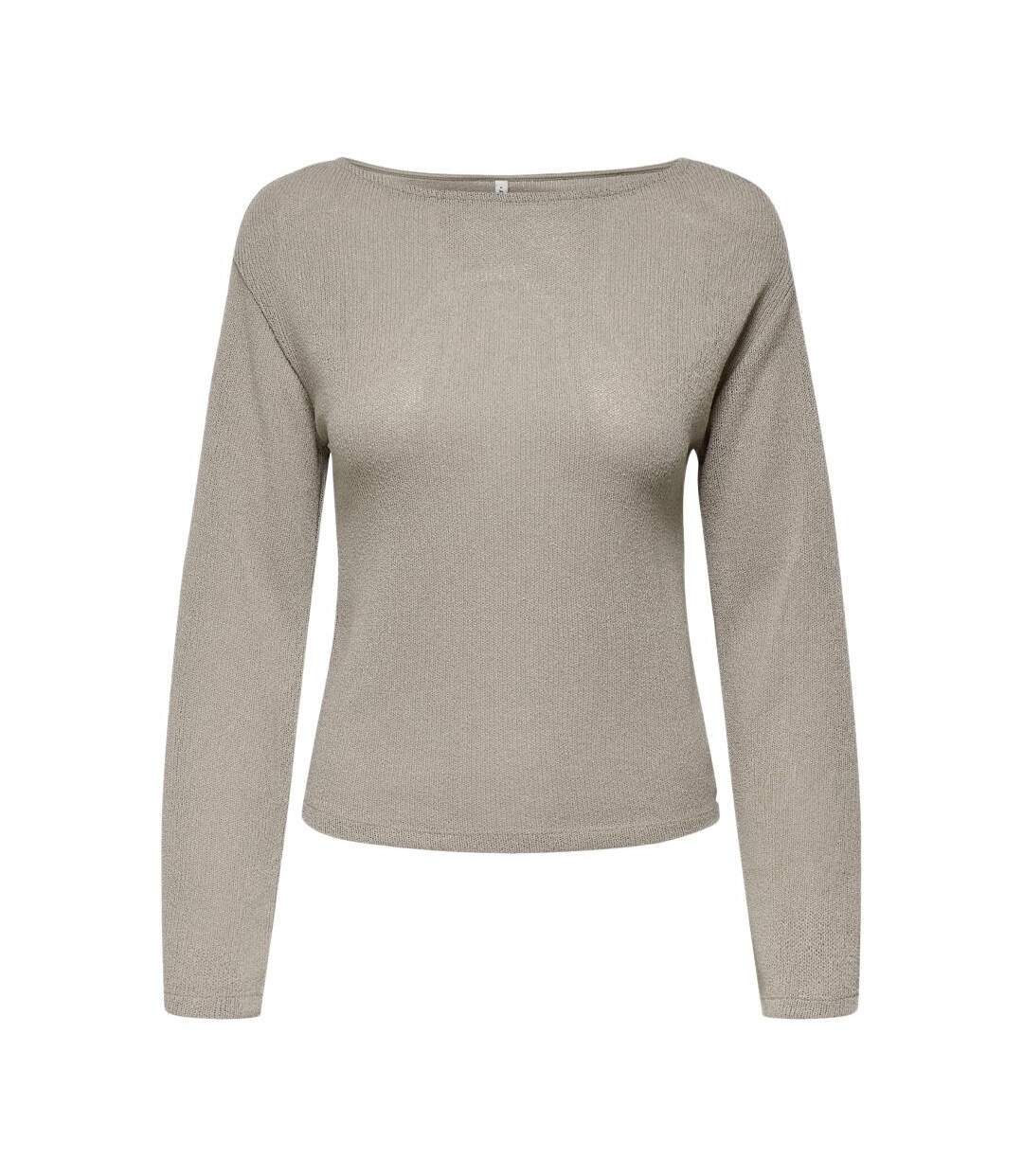 Pull taupe femme only spezia - l-3