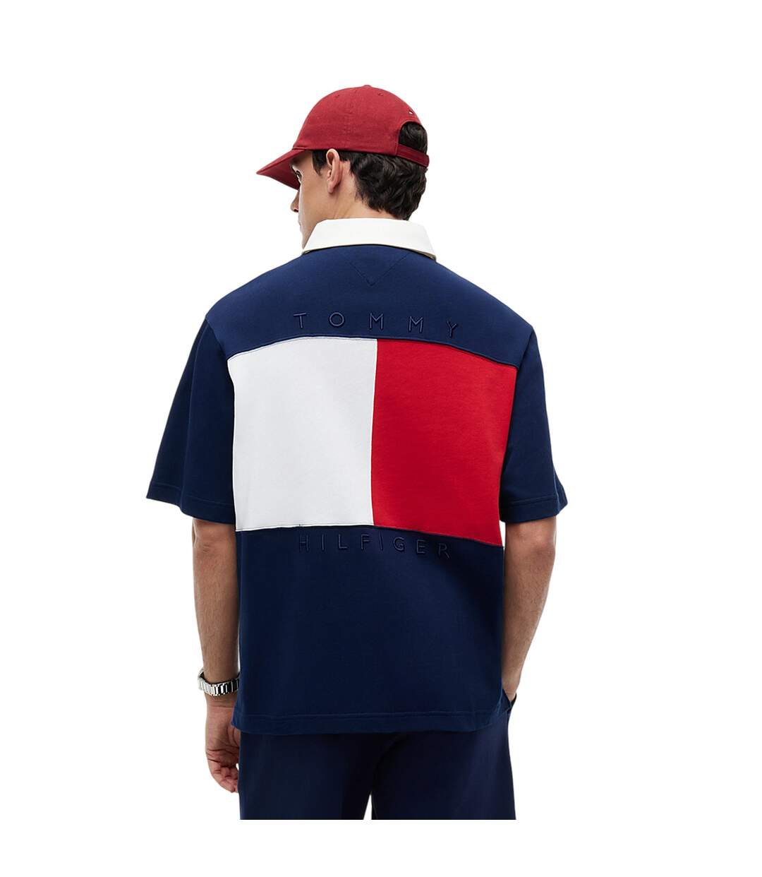 Polo Manches Courtes Motif/style Drapeau Homme Bleu Marine Tommy Hilfiger-3
