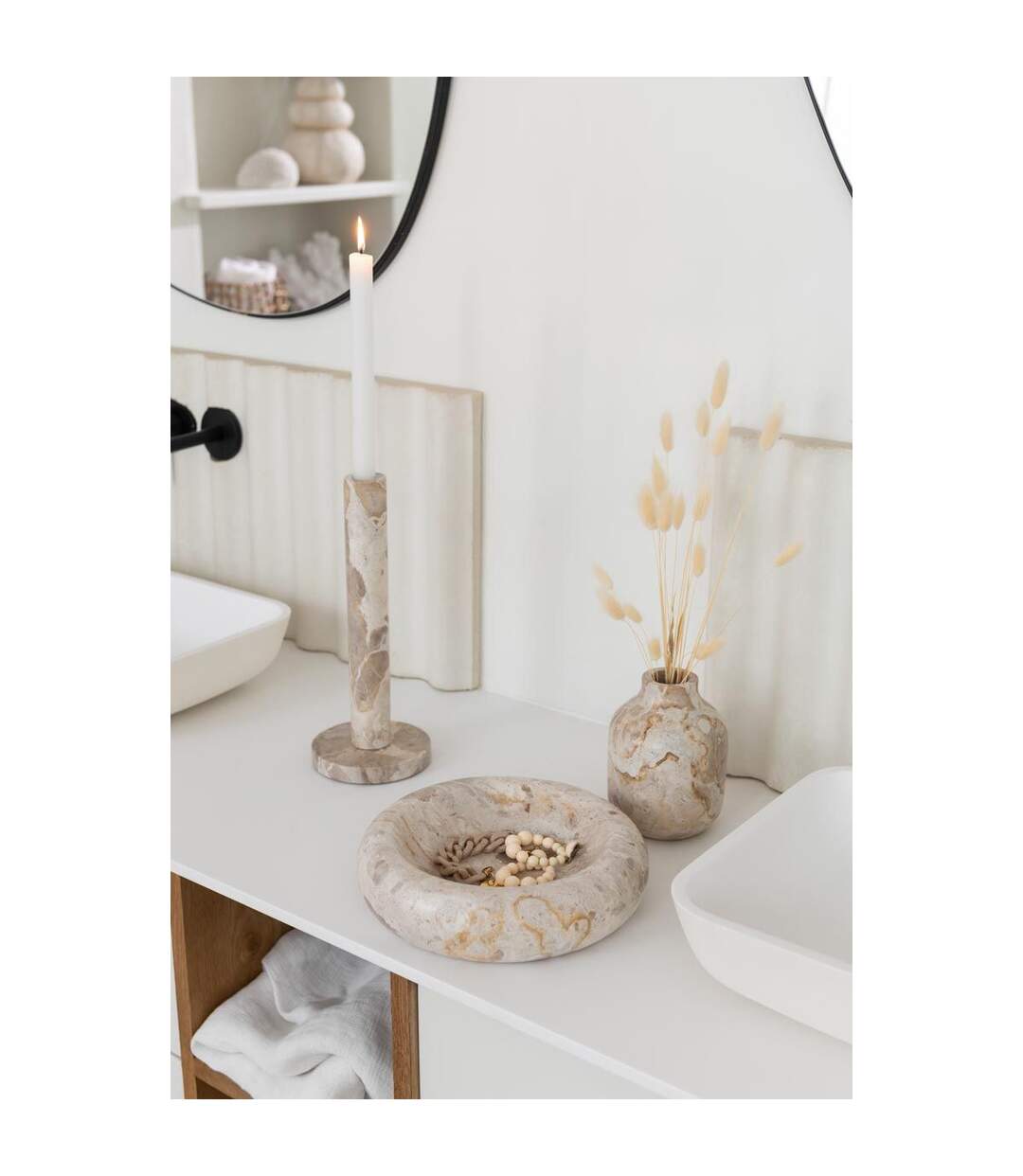 Vide-Poche en Marbre Bali 25cm Beige-2