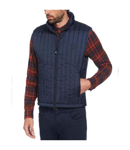 Mens Vertical Quilted Gilet Navy Original Penguin