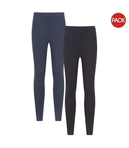 Pack Of 2  Womens/ladies Cotton Blend Midweight Leggings  Black Mountain Warehouse