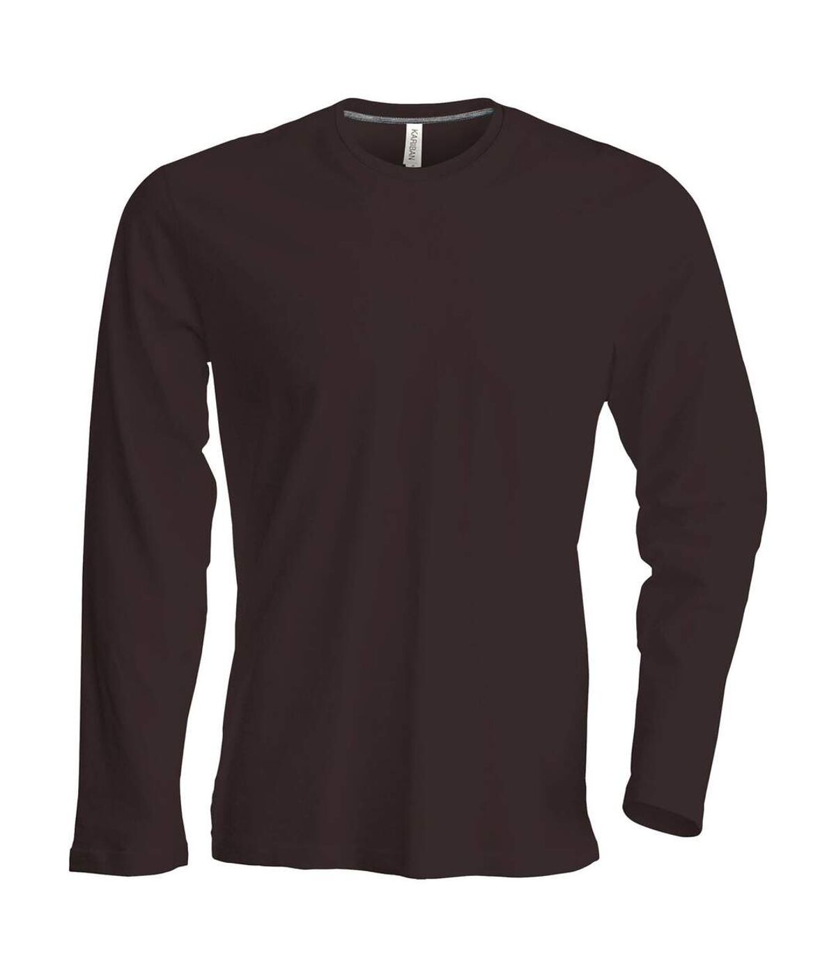 T-shirt manches longues col rond - K359 - marron chocolat - homme