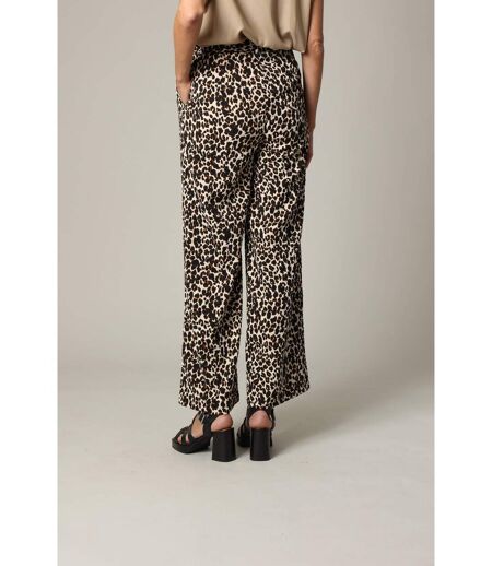 Pantalon femme en polyester gaufré à motif léopard ATILA