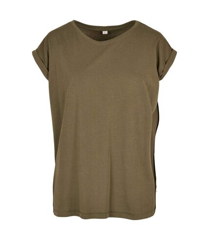 Build Your Brand Womens/Ladies Extended Shoulder T-Shirt (Olive)
