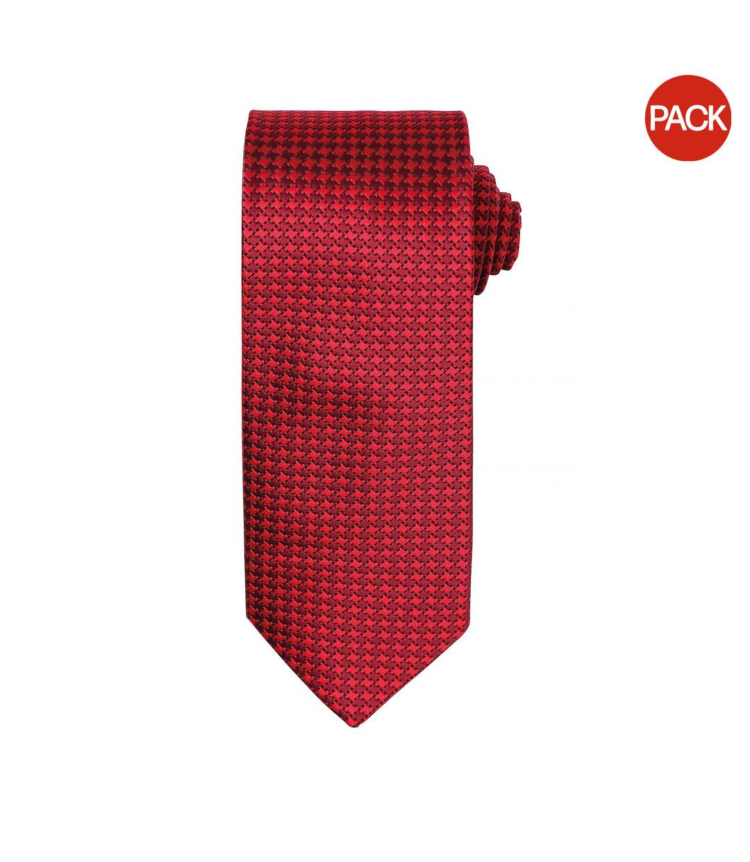 Lot de 2  Cravate à motif pied de poule homme taille unique rouge Premier-1