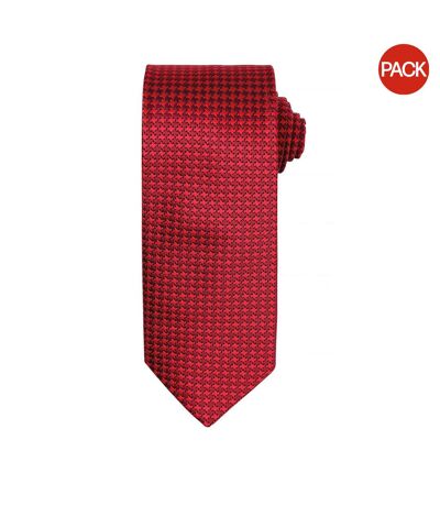 Lot de 2  Cravate à motif pied de poule homme taille unique rouge Premier