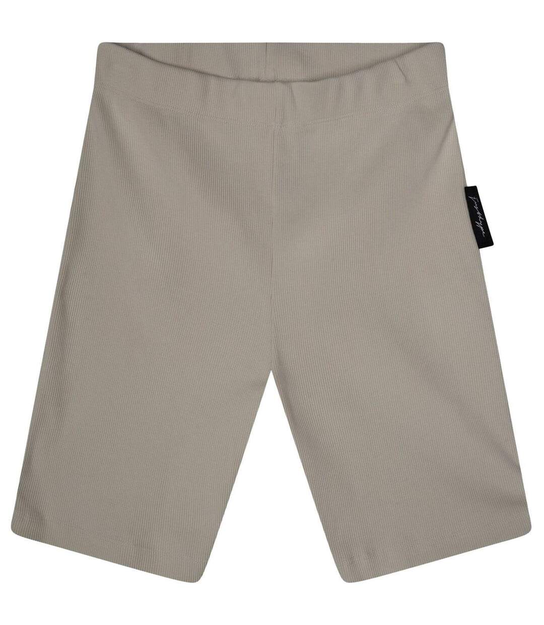 Short Motif/style Côtelé Femme Beige Hype-1