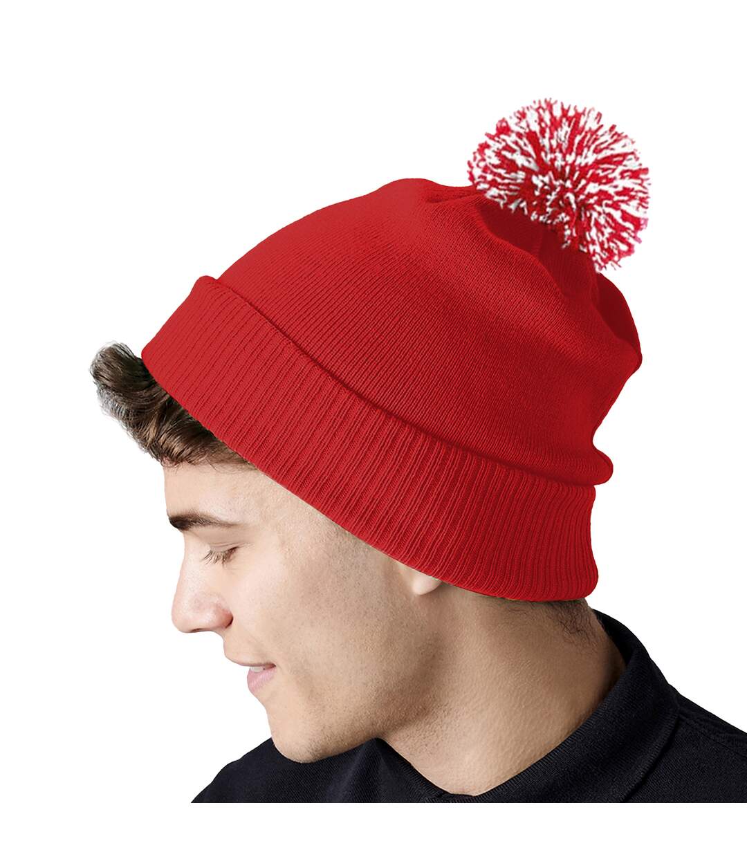 Bonnet snowstar adulte rouge / blanc Beechfield