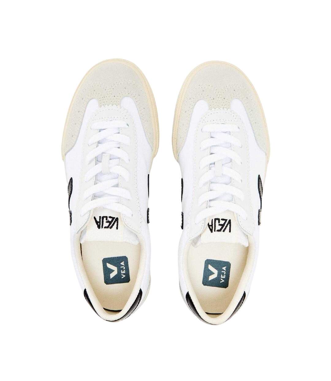 Womens/ladies Volley Contrast Logo Suede Trainers White Black Veja-3