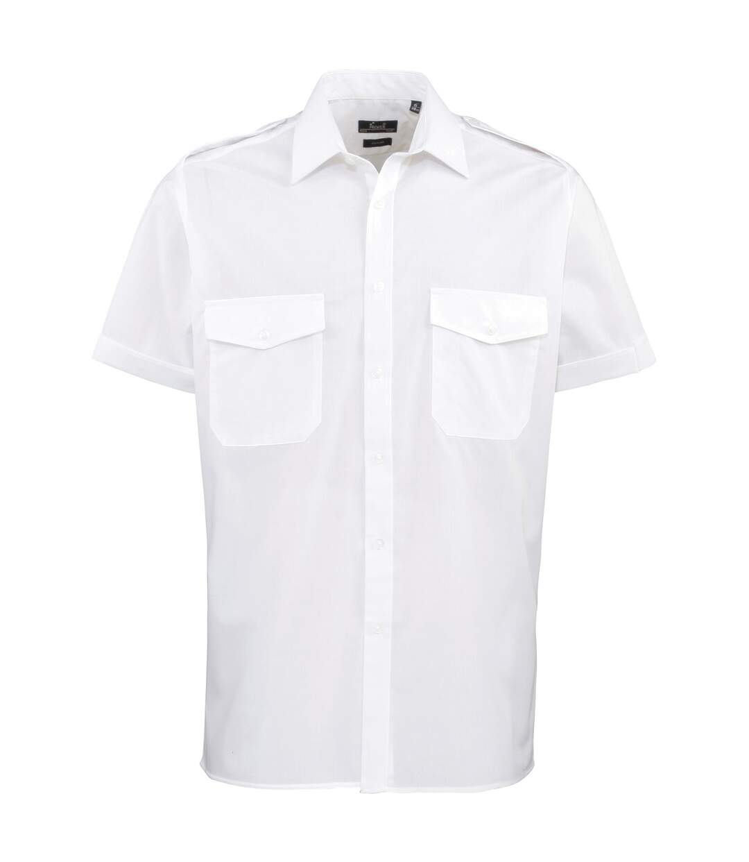 Mens Short Sleeve Pilot Plain Work Shirt White Premier-1