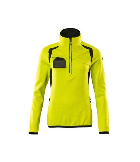 Pull Motif/style Deux Tons Accelerate Safe Femme Jaune Fluo Noir Mascot