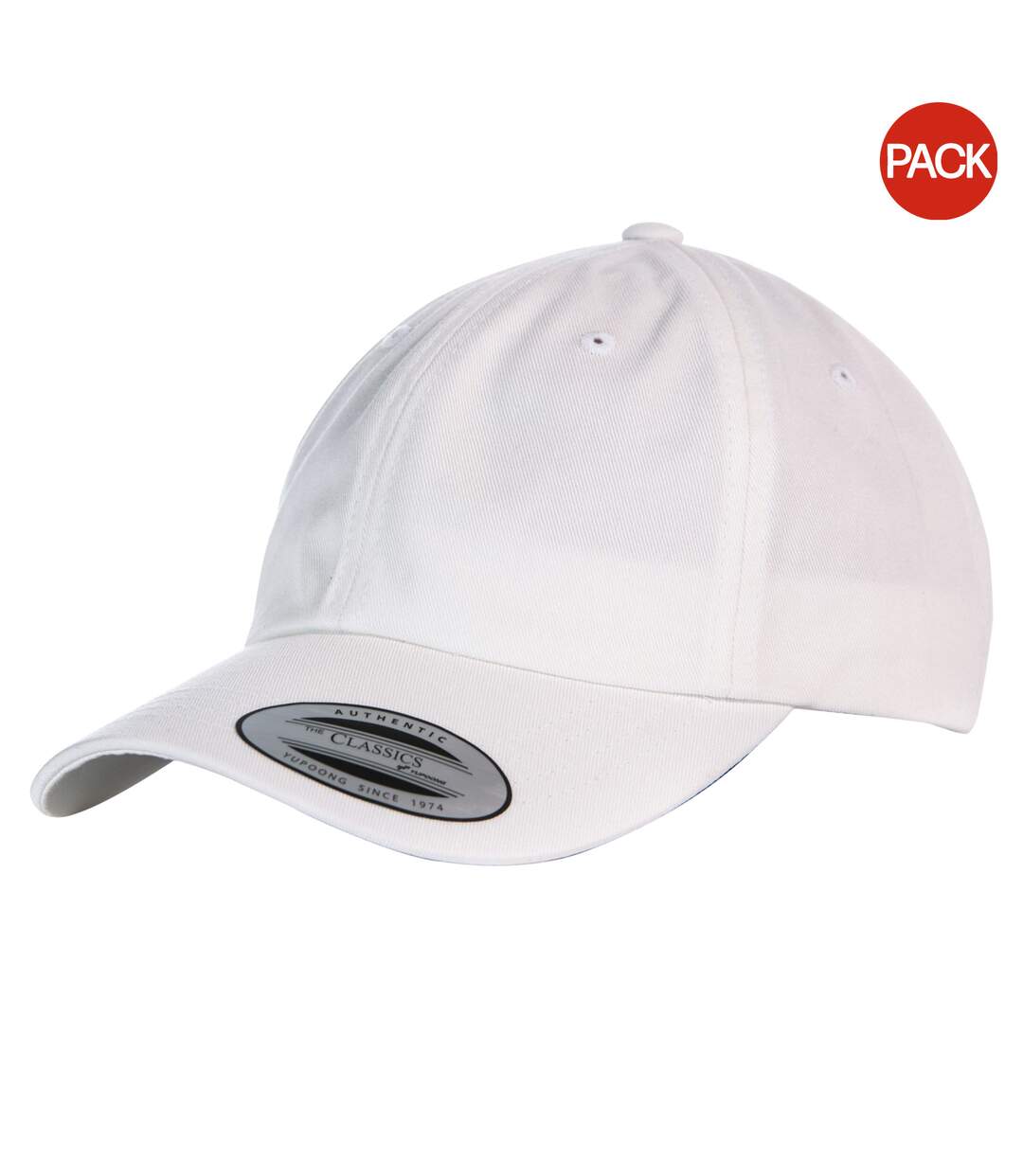 Lot de 2  casquettes de baseball adulte blanc Yupoong-1