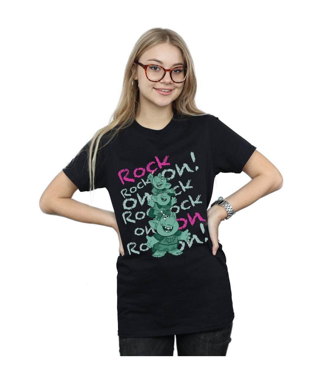 Disney - T-shirt FROZEN TROLLS ROCK ON - Femme (Noir) - UTBI24783-2