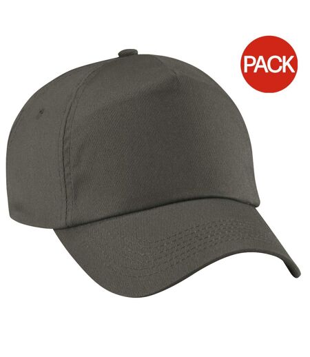 Beechfield Unisex Plain Original 5 Panel Baseball Cap (Pack of 2) (Olive) - UTRW6698