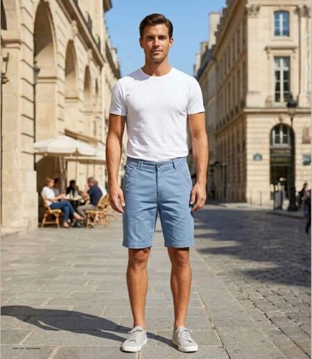 Bermuda WINCHESTER INDUS1 bleu en coton : le confort stylé et modulable pour l'été