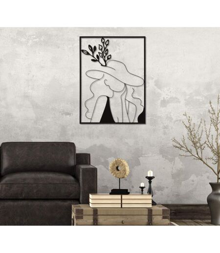 Décoration Murale Encadrée en Métal Elegant 80cm Noir