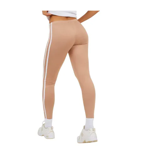 Womens/ladies Elasticated Stripe Detail Leggings Taupe White Brave Soul