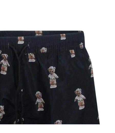 Mens Polyester Teddy Bear Swim Shorts Black Philipp Plein