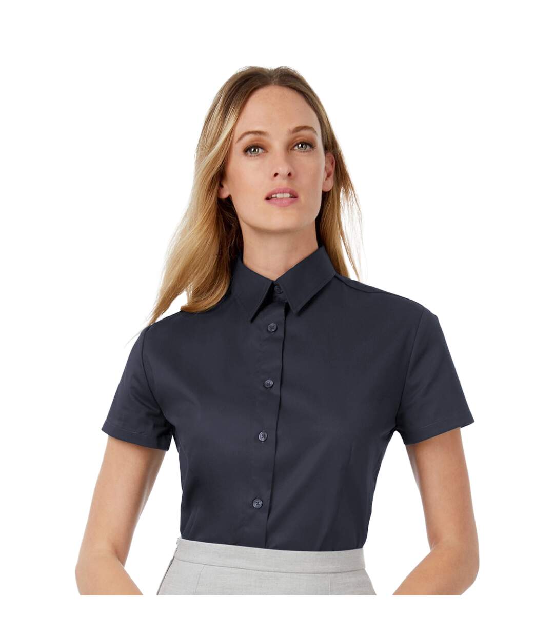 Chemise femmes bleu marine B&C-2