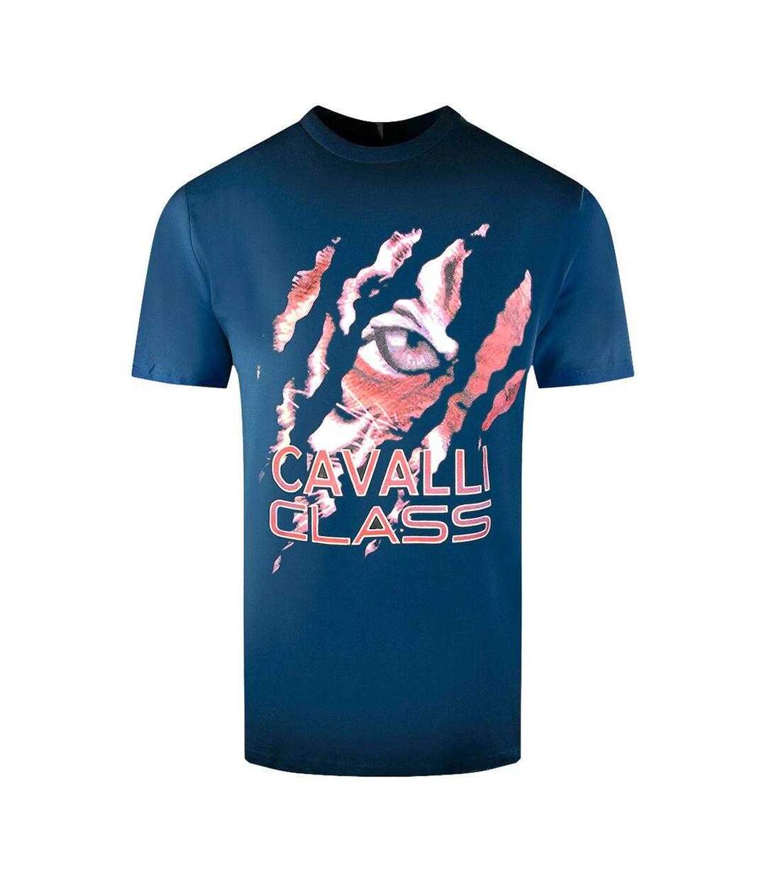 Unisex Adult Peeking Tiger T-shirt Navy Blue Cavalli Class-1