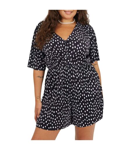 Combishort Manches Courtes Motif/style À Pois Femme Noir Blanc Brave Soul