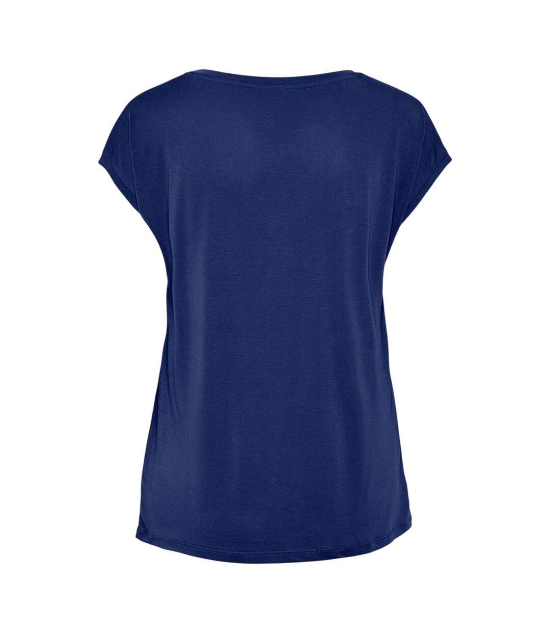 Womens/ladies Pckamala Knitted V Neck T-shirt Blue Pieces-2