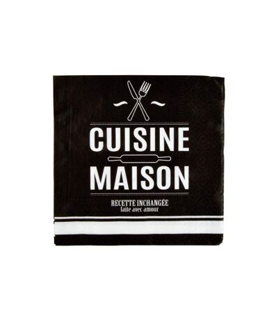 Lot de 20 Serviettes en Papier Cuisine 33x33cm Noir