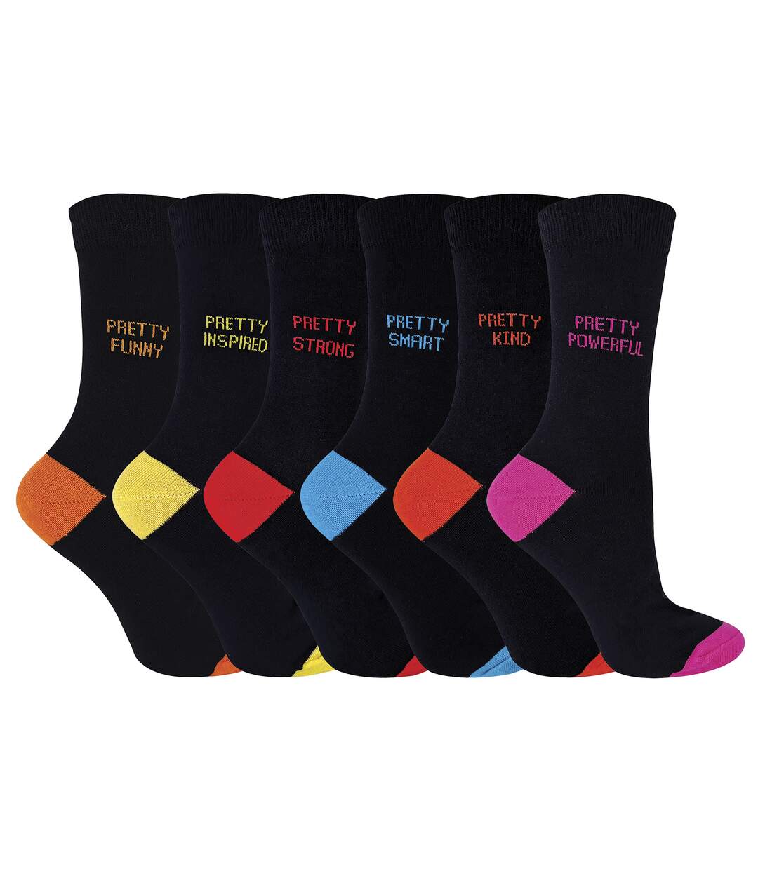 6 Pack Ladies Pretty Socks Happy Colourful Kind Funny Socks-1