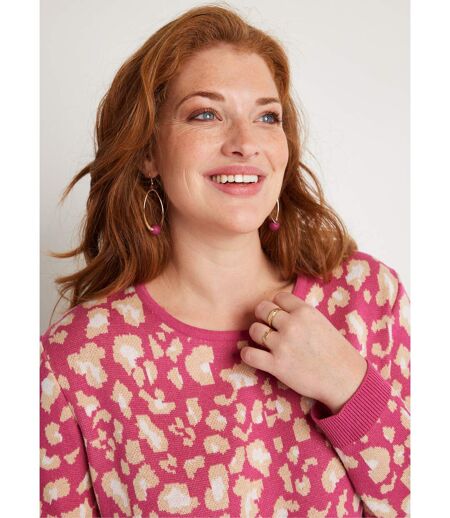 Pull motif léopard col rond