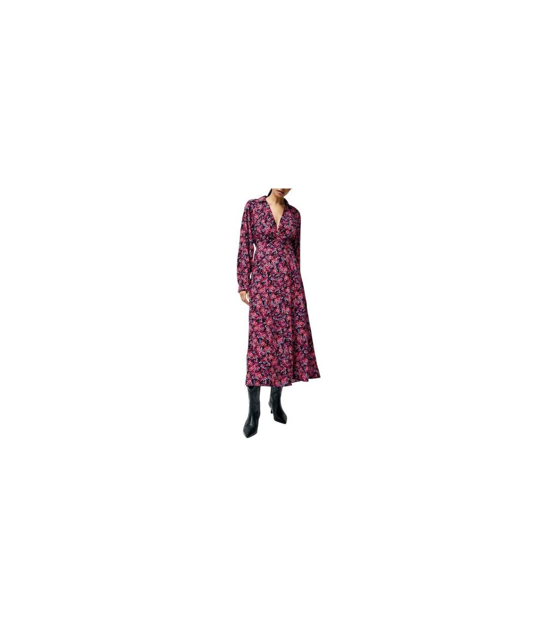 Womens/ladies A-line Midi Dress Black Pink French Connection-1