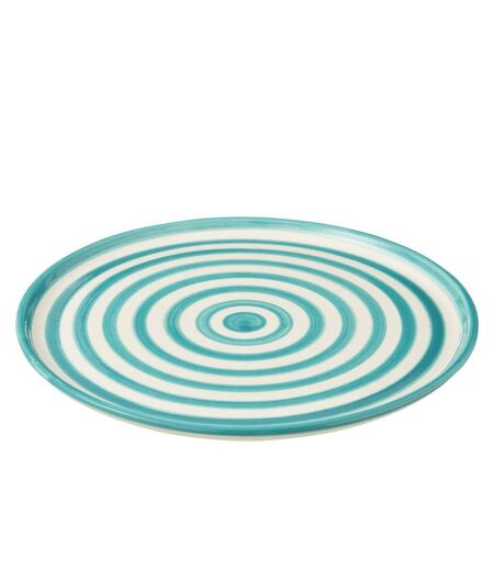 Assiette de Présentation en Céramique Granada Rayure 34cm Bleu Aqua