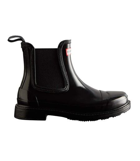 Womens/ladies Commando Gloss Chelsea Boots Black Hunter