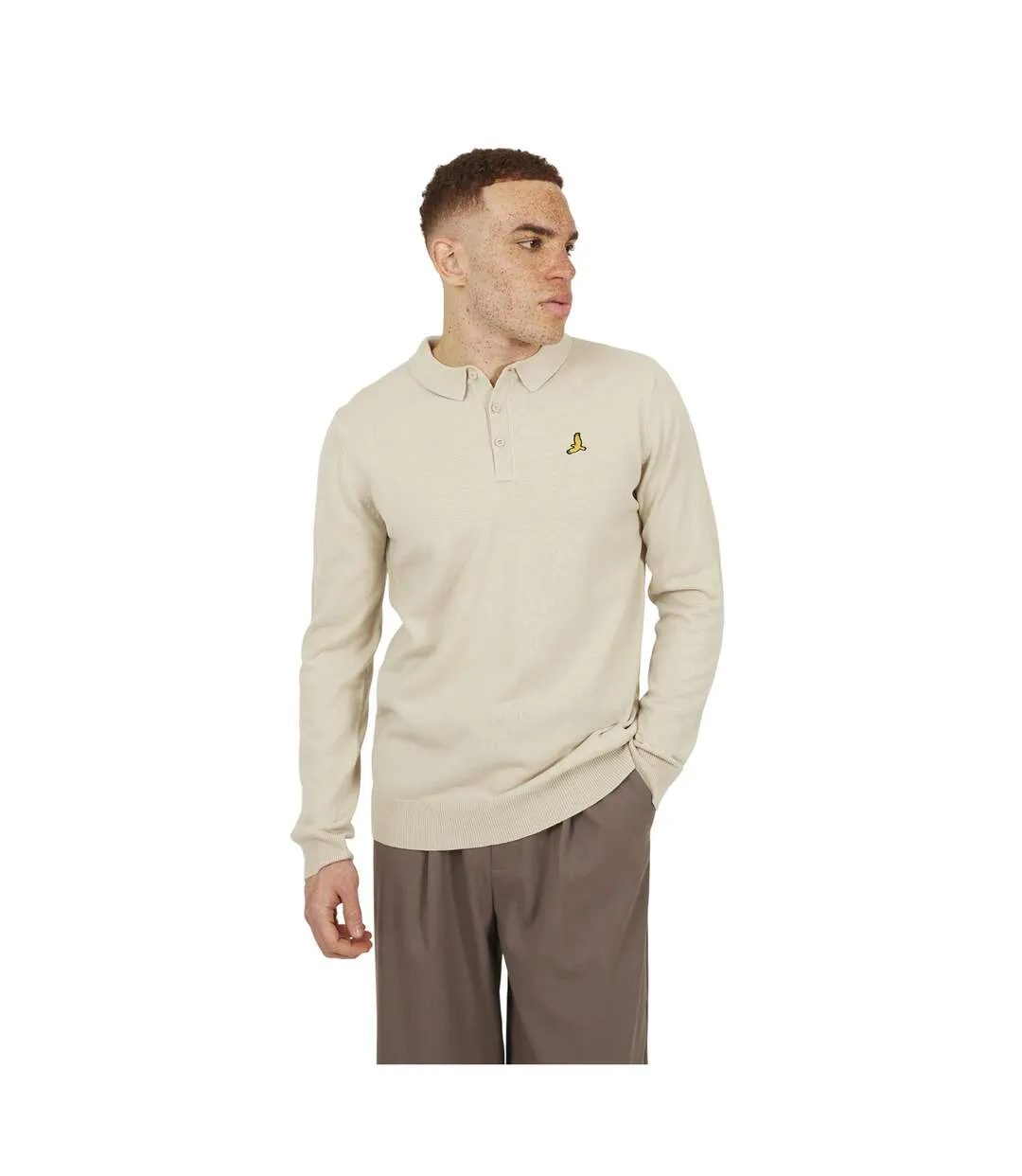 Polo Manches Longues Homme Blanc Cassé Brave Soul-1