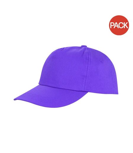 Result Unisex Core Houston 5 Panel Printers Baseball Cap (Pack of 2) (Purple) - UTBC4224