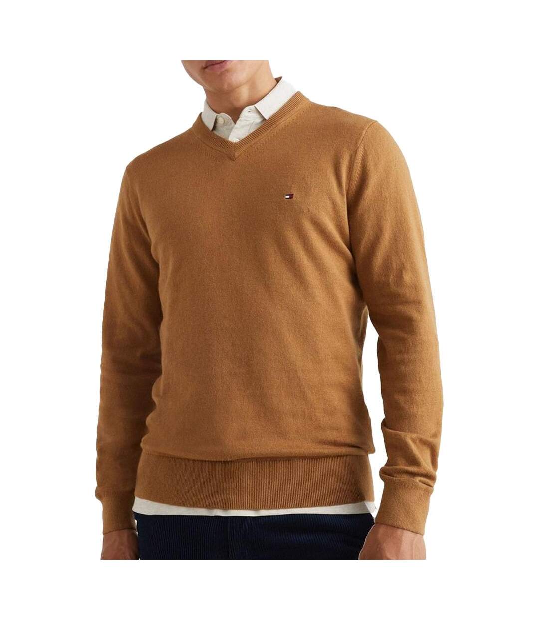 Pull camel homme tommy hilfiger pima mw0mw28047 - l-1