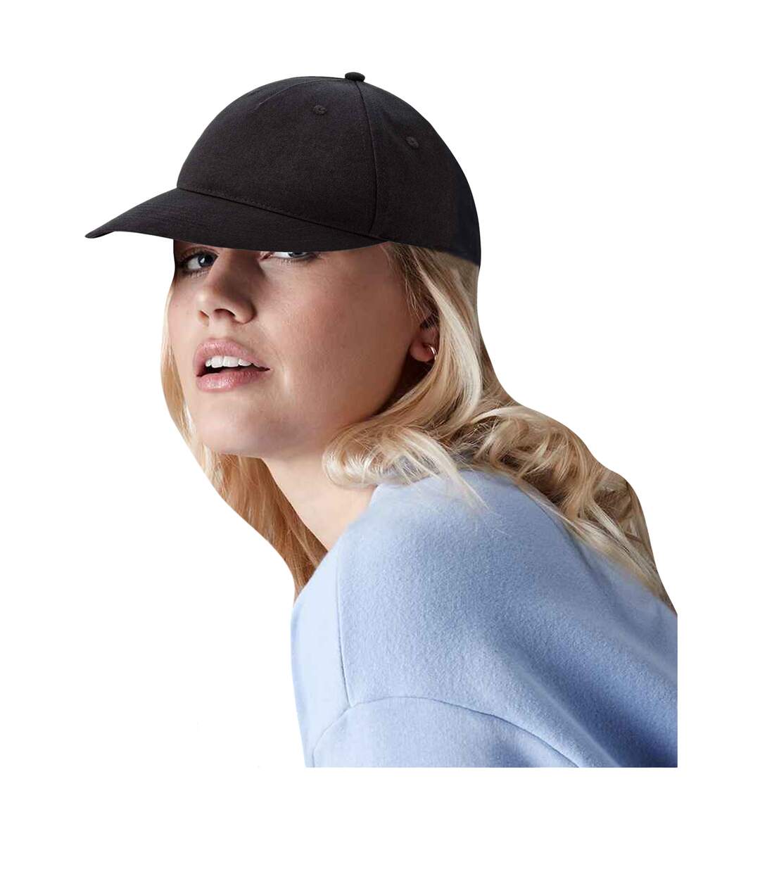 5 panel organic baseball cap black Beechfield-2