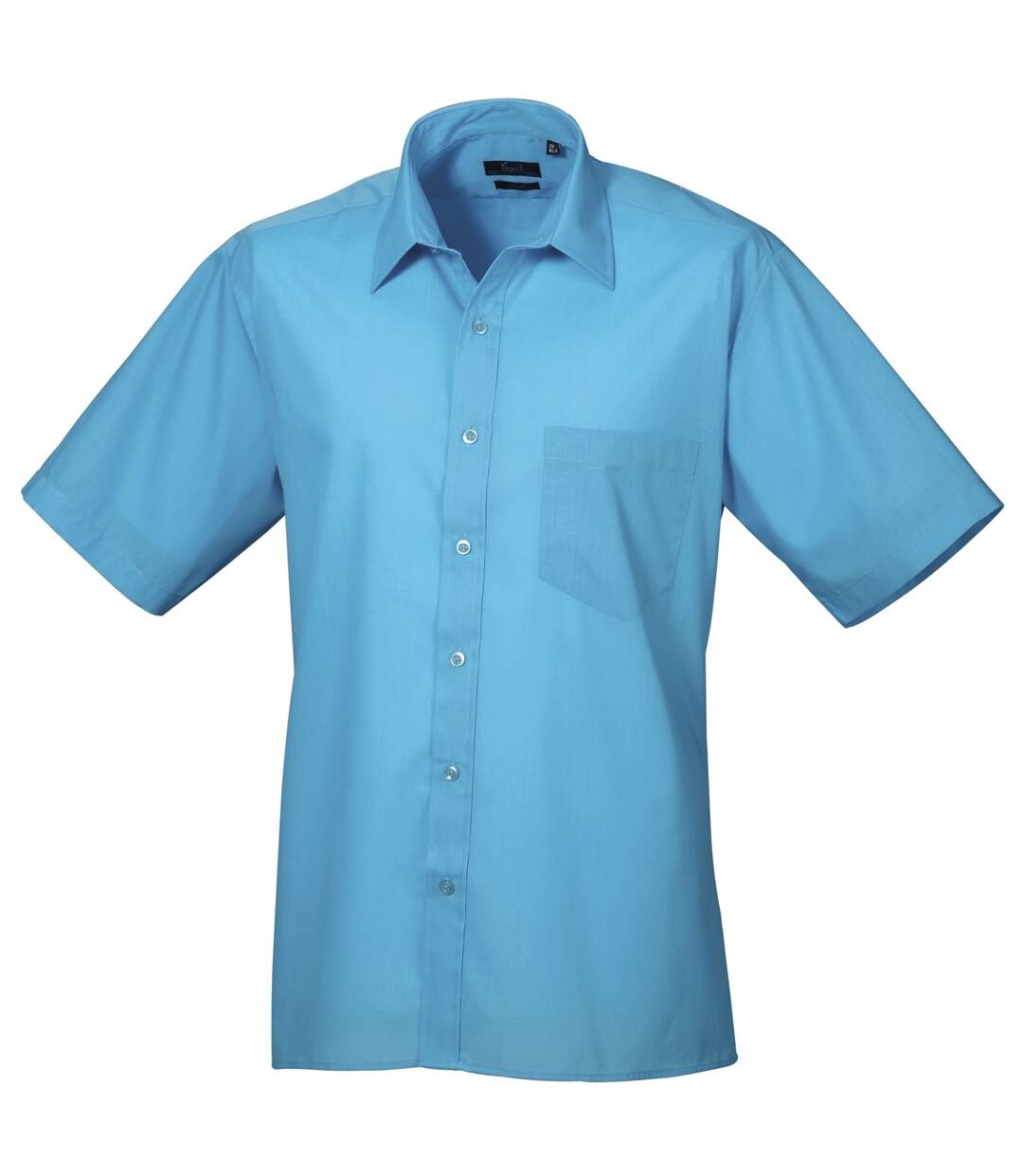 Mens short sleeve formal poplin plain work shirt turquoise Premier