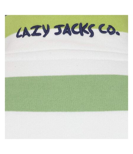 Womens/ladies Striped Button Neck Sweatshirt Multicoloured Lazy Jacks