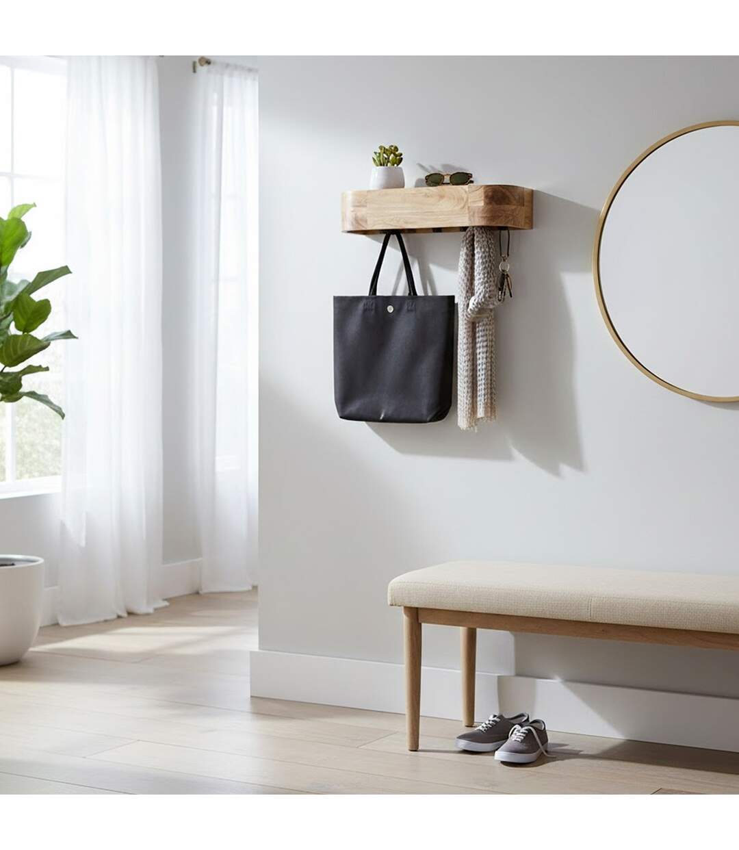 Patère Murale Design Sphera 60cm Naturel-4