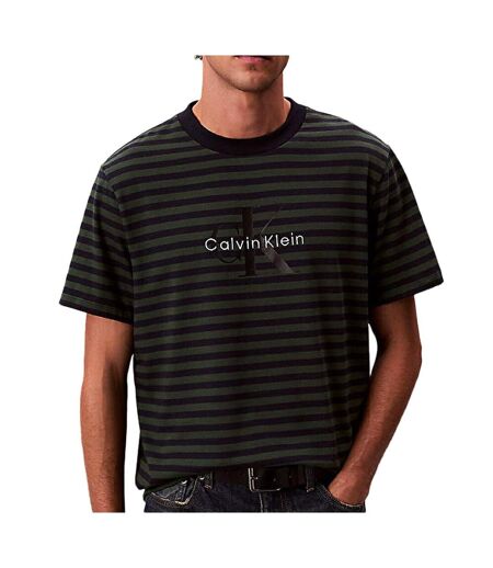 T-Shirt vert/marine homme calvin klein jeans stripe